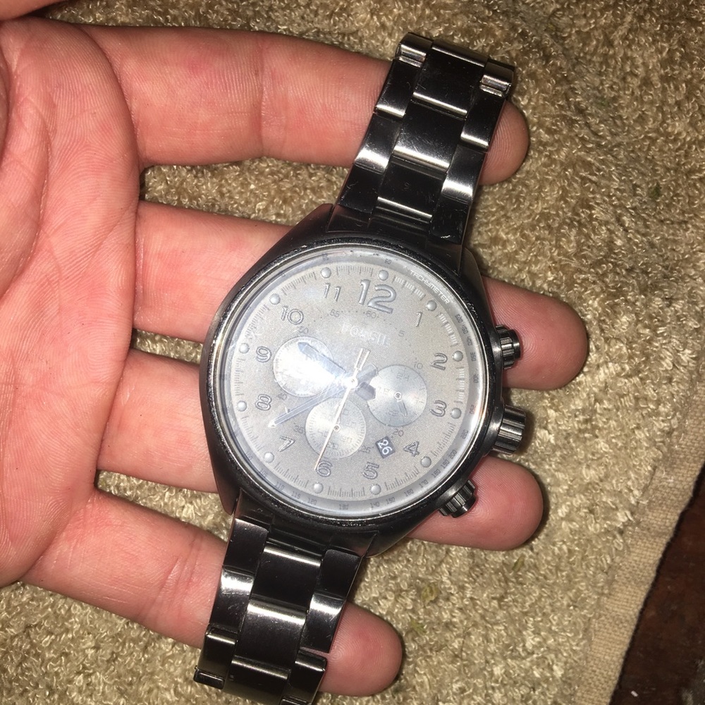 Fossil watch used silver